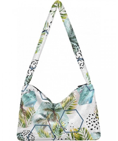 Tropical Leaves Trees Shoulder Tote Bags for Women Furry Crossbody bag Hobo Handbag Purses for College Travel Work $9.03 Totes