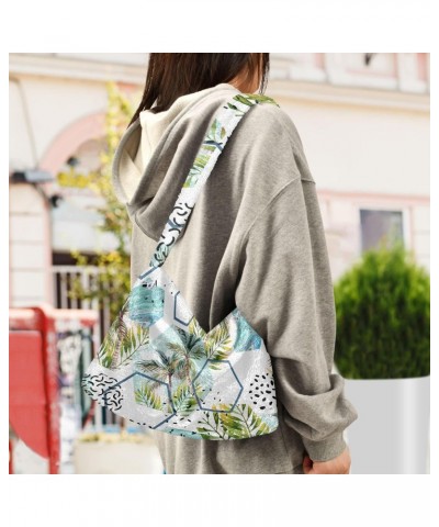 Tropical Leaves Trees Shoulder Tote Bags for Women Furry Crossbody bag Hobo Handbag Purses for College Travel Work $9.03 Totes