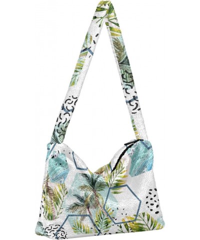 Tropical Leaves Trees Shoulder Tote Bags for Women Furry Crossbody bag Hobo Handbag Purses for College Travel Work $9.03 Totes