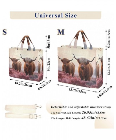 Highland Cows Corduroy Tote Bag for Women Hobo Crossbody Bag Purse Stylish Shoulder Handbag Messenger Bags, S $10.57 Totes