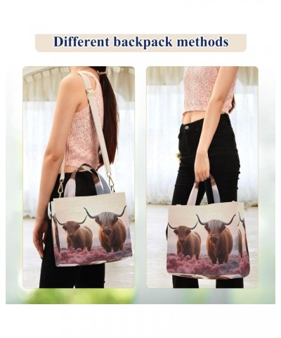 Highland Cows Corduroy Tote Bag for Women Hobo Crossbody Bag Purse Stylish Shoulder Handbag Messenger Bags, S $10.57 Totes