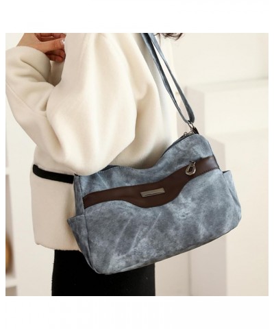 Soft PU Leather Fashion Crossbody Bags for Women Travel Minimalist Shoulder Bags Retro Messenger Handbags Blue $13.99 Shoulde...