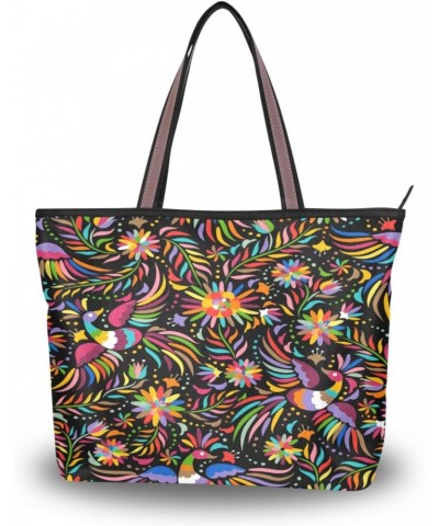 Womens Tote Bag, Mexican Colorful Ornate Ethnic Ladies Zip Shoulder Handbags $11.76 Shoulder Bags