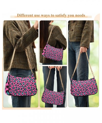 Pink Leopard Cheetah Skin Shoulder Bag for Women Hobo Bags Small Chain Shoulder Bags Clutch Handbag Tote Crossbody Bag Purse ...