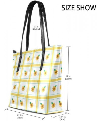 Handbags for Women Tote Bags with 11.08"(L) x 3.54"(W) x 11.02"(W) - Beautiful Flowers Cute Sunflower Leaf Yellow $24.50 Totes