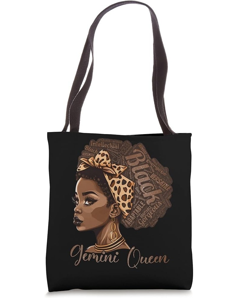 Gemini Queen Zodiac Black Girl Birthday Astrology Melanin Tote Bag 16 inches $10.80 Totes