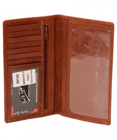 Paul&Taylor Leather Checkbook Wallet Men Or Women RFID Protection British Brown $10.43 Wallets