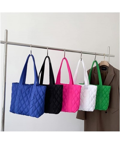 Large Quilted Tote Bags for Women Cotton-padded Handbag Lattice Lightweight Quilted Padding Shoulder Bag Blue $24.74 Totes