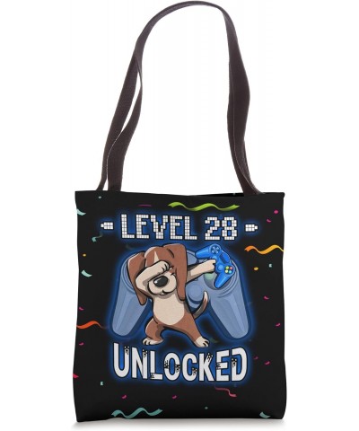 Level 28 Unlocked - Funny Dabbing Beagle Gamer 28th Birthday Tote Bag $11.25 Totes