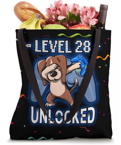 Level 28 Unlocked - Funny Dabbing Beagle Gamer 28th Birthday Tote Bag $11.25 Totes