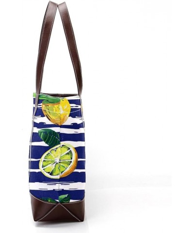 Tote Bags, Large Tote Bags for Women, Women's Tote Handbags, Striped Summer Fruit Lemon Modern, Tote Bag for Work Design 3999...