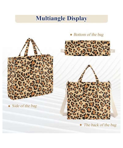 Women Leopard Print Corduroy Tote Bag Casual Handbags Fashion Shoulder Hobo bag $13.22 Totes