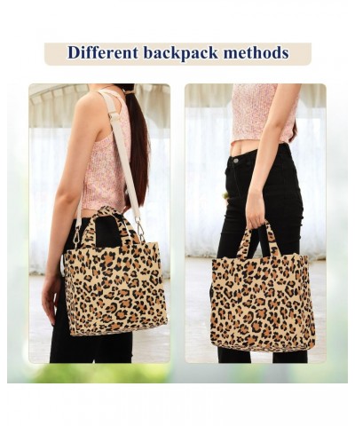 Women Leopard Print Corduroy Tote Bag Casual Handbags Fashion Shoulder Hobo bag $13.22 Totes