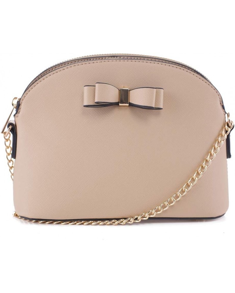 Small Cute Faux Leather Dome Series Crossbody Bags Shoulder Bag Purse Handbags for Women Eva - Light Pink $11.20 Crossbody Bags