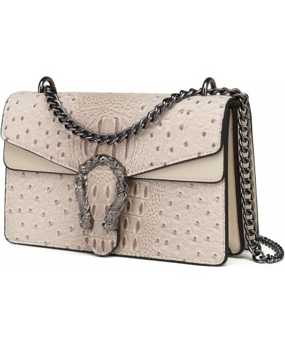 Crossbody Bags for Women - Snake Printed Clutch Purses Leather Chain Shoulder Bags Evening Handbags Beige Ostrich Pattern $18...