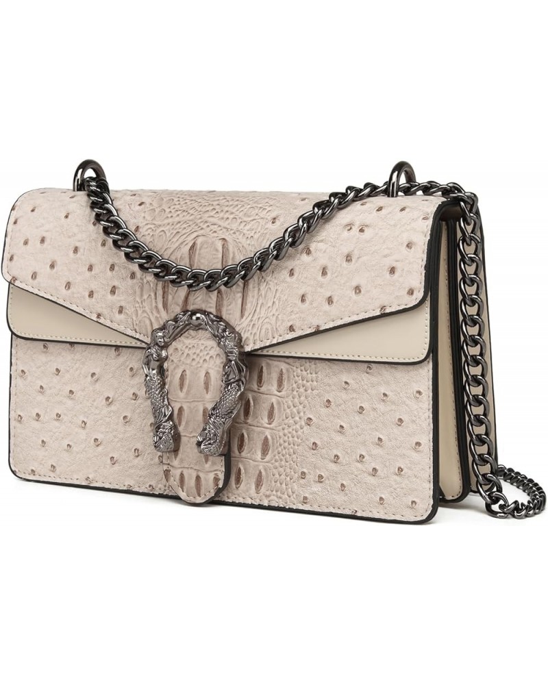 Crossbody Bags for Women - Snake Printed Clutch Purses Leather Chain Shoulder Bags Evening Handbags Beige Ostrich Pattern $18...