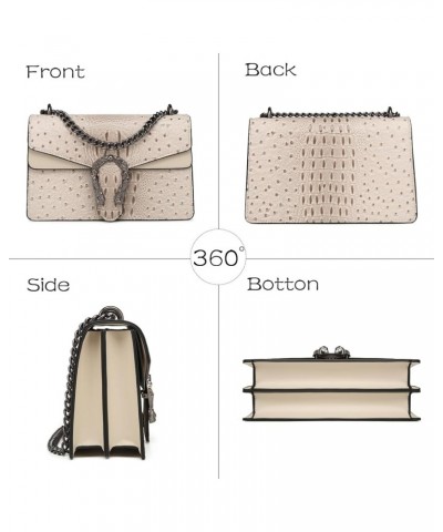 Crossbody Bags for Women - Snake Printed Clutch Purses Leather Chain Shoulder Bags Evening Handbags Beige Ostrich Pattern $18...