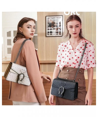 Crossbody Bags for Women - Snake Printed Clutch Purses Leather Chain Shoulder Bags Evening Handbags Beige Ostrich Pattern $18...