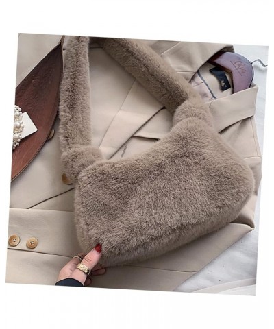 2pcs Plush Handbag Shoulder Tote Bag Faux Fur Shoulder Bag Fluffy Tote Bag Brown Handbag Furry Tote Bag Brownx2pcs $10.62 Totes