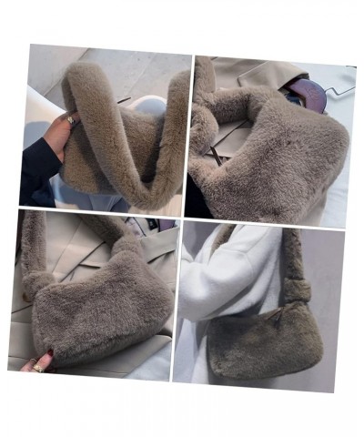 2pcs Plush Handbag Shoulder Tote Bag Faux Fur Shoulder Bag Fluffy Tote Bag Brown Handbag Furry Tote Bag Brownx2pcs $10.62 Totes