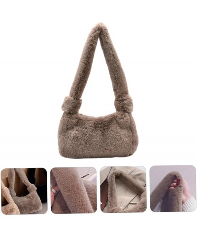 2pcs Plush Handbag Shoulder Tote Bag Faux Fur Shoulder Bag Fluffy Tote Bag Brown Handbag Furry Tote Bag Brownx2pcs $10.62 Totes