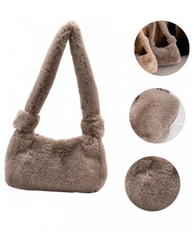 2pcs Plush Handbag Shoulder Tote Bag Faux Fur Shoulder Bag Fluffy Tote Bag Brown Handbag Furry Tote Bag Brownx2pcs $10.62 Totes