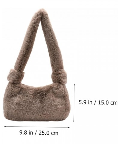 2pcs Plush Handbag Shoulder Tote Bag Faux Fur Shoulder Bag Fluffy Tote Bag Brown Handbag Furry Tote Bag Brownx2pcs $10.62 Totes