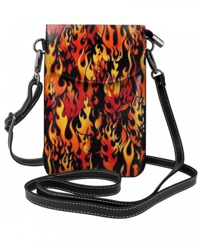 Burning Red Flame Women'S Leather Flip Phone Bag, Small Crossbody Bag Card Holder Wallet Phone Case $20.61 Crossbody Bags