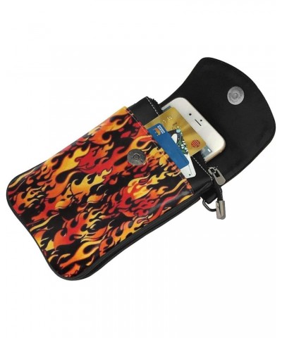 Burning Red Flame Women'S Leather Flip Phone Bag, Small Crossbody Bag Card Holder Wallet Phone Case $20.61 Crossbody Bags