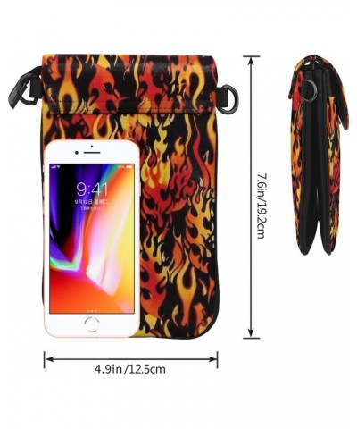 Burning Red Flame Women'S Leather Flip Phone Bag, Small Crossbody Bag Card Holder Wallet Phone Case $20.61 Crossbody Bags