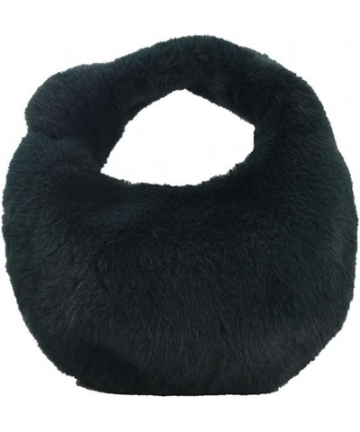 Soft Fuzzy Dumpling Bag Faux Fur Handbag for Women Cute Fluffy Clutch Purse Small Plush Evening Bags Black $11.59 Evening Bags