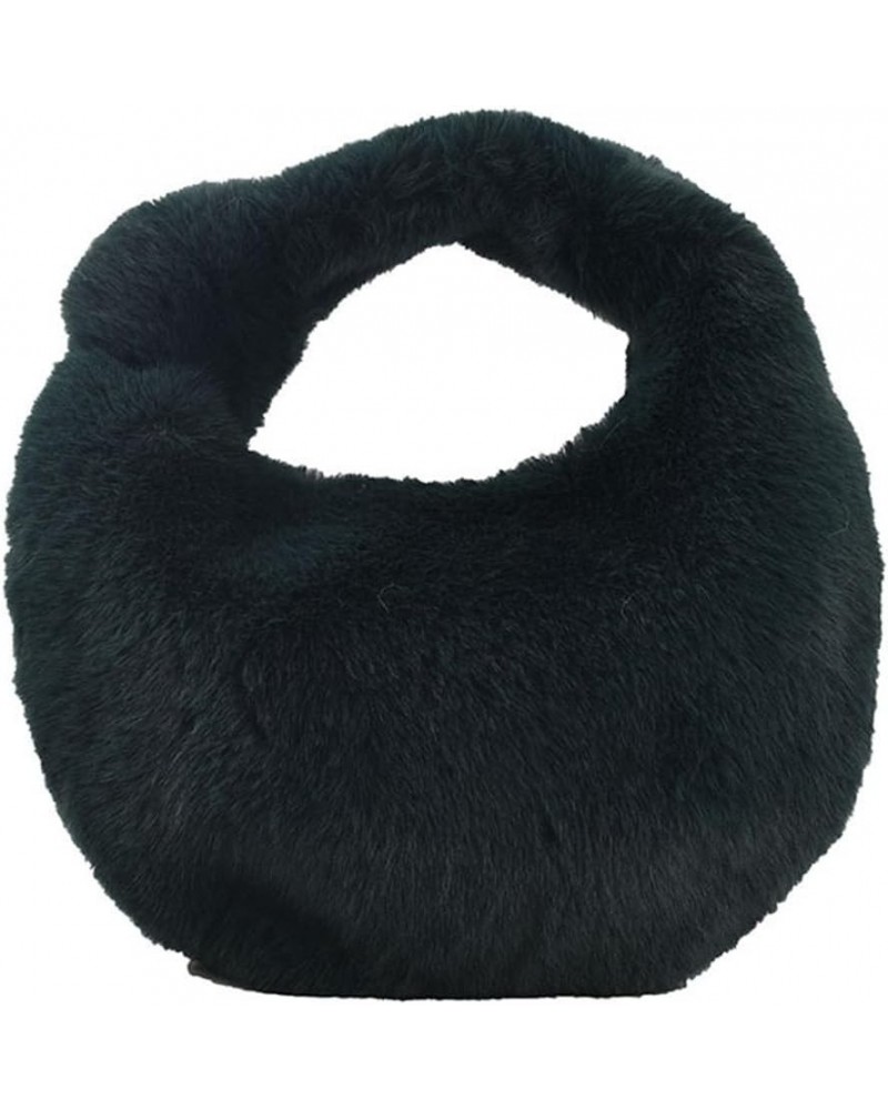 Soft Fuzzy Dumpling Bag Faux Fur Handbag for Women Cute Fluffy Clutch Purse Small Plush Evening Bags Black $11.59 Evening Bags