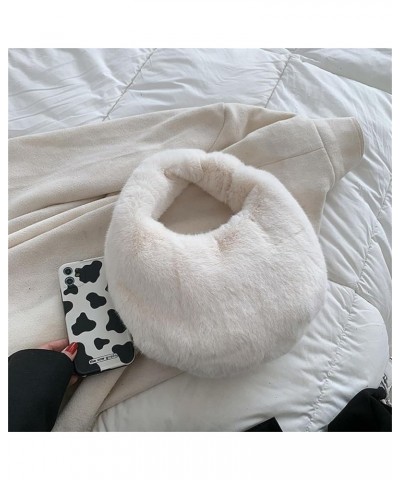 Soft Fuzzy Dumpling Bag Faux Fur Handbag for Women Cute Fluffy Clutch Purse Small Plush Evening Bags Black $11.59 Evening Bags