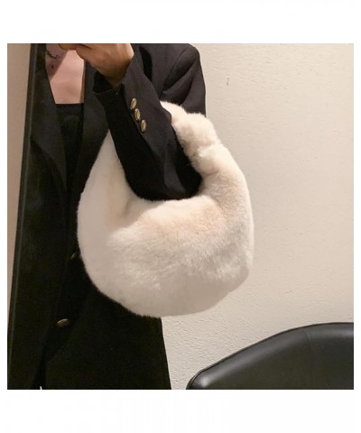 Soft Fuzzy Dumpling Bag Faux Fur Handbag for Women Cute Fluffy Clutch Purse Small Plush Evening Bags Black $11.59 Evening Bags