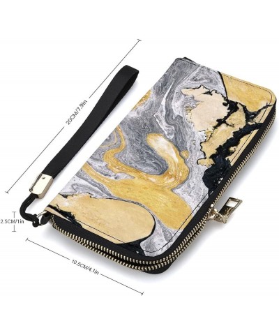 Long Clutch Wallet, Long Handbag with Wristlet Strap, PU Leather Zip Purse Multi 8 $18.69 Wristlets