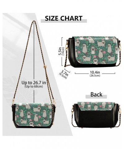 Chain Bag Ethnic Animal Plant Dog Flower Green Small Crossbody Bag PU Leather Shoulder Bag $23.19 Shoulder Bags