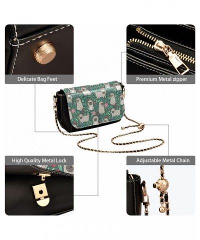 Chain Bag Ethnic Animal Plant Dog Flower Green Small Crossbody Bag PU Leather Shoulder Bag $23.19 Shoulder Bags