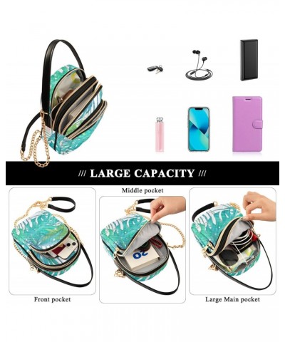 Palm Leaves Crossbody Bag for Women Cell Phone Purse Wallet with Removable Chain Shoulder Handbag for Passport Phone Work Tra...