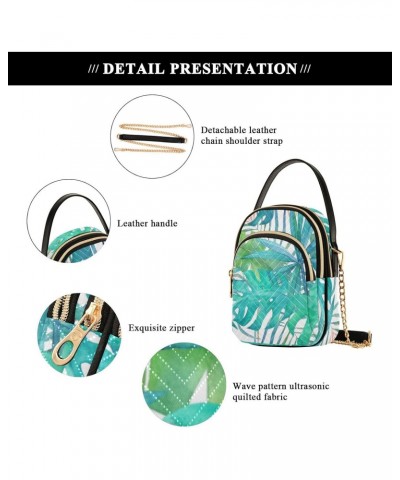 Palm Leaves Crossbody Bag for Women Cell Phone Purse Wallet with Removable Chain Shoulder Handbag for Passport Phone Work Tra...