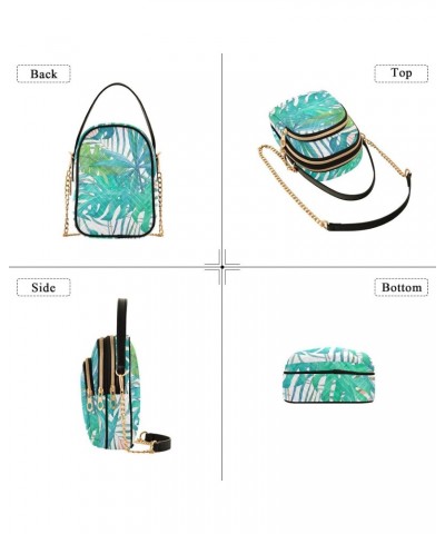 Palm Leaves Crossbody Bag for Women Cell Phone Purse Wallet with Removable Chain Shoulder Handbag for Passport Phone Work Tra...