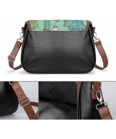 Printed Shoulder Crossbody Bag Leather Hobo Bags Medium Ladies Top Handles Satchels Cartoon Cat Letters Color11 $26.49 Hobo Bags