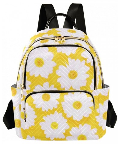 Womens Fashion Backpack Daisy on Yellow Print Ladies Travel Daypack Aesthetic Shoulder Bag 11.4×6.1×14.1 IN $14.40 Backpacks