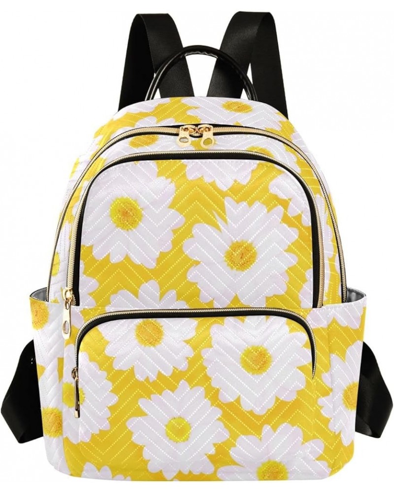 Womens Fashion Backpack Daisy on Yellow Print Ladies Travel Daypack Aesthetic Shoulder Bag 11.4×6.1×14.1 IN $14.40 Backpacks