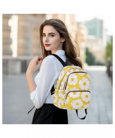 Womens Fashion Backpack Daisy on Yellow Print Ladies Travel Daypack Aesthetic Shoulder Bag 11.4×6.1×14.1 IN $14.40 Backpacks