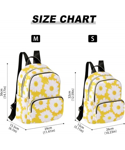 Womens Fashion Backpack Daisy on Yellow Print Ladies Travel Daypack Aesthetic Shoulder Bag 11.4×6.1×14.1 IN $14.40 Backpacks