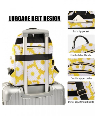 Womens Fashion Backpack Daisy on Yellow Print Ladies Travel Daypack Aesthetic Shoulder Bag 11.4×6.1×14.1 IN $14.40 Backpacks