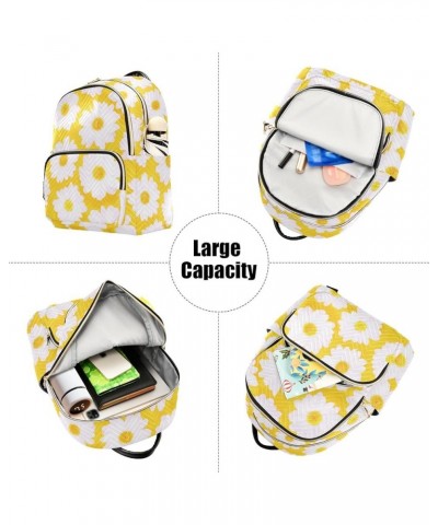 Womens Fashion Backpack Daisy on Yellow Print Ladies Travel Daypack Aesthetic Shoulder Bag 11.4×6.1×14.1 IN $14.40 Backpacks