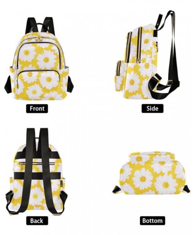 Womens Fashion Backpack Daisy on Yellow Print Ladies Travel Daypack Aesthetic Shoulder Bag 11.4×6.1×14.1 IN $14.40 Backpacks