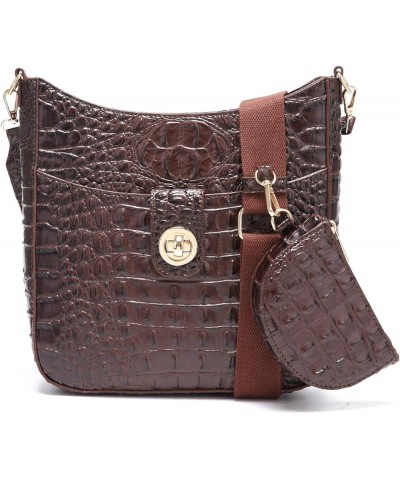 Ladies Tote Leather Bags for Women Crocodile Pattern Hand Bag Large Capacity Shoulder Purse Walnut Brown $43.68 Totes