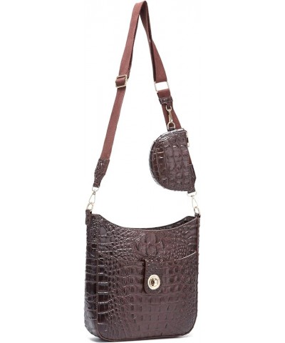 Ladies Tote Leather Bags for Women Crocodile Pattern Hand Bag Large Capacity Shoulder Purse Walnut Brown $43.68 Totes